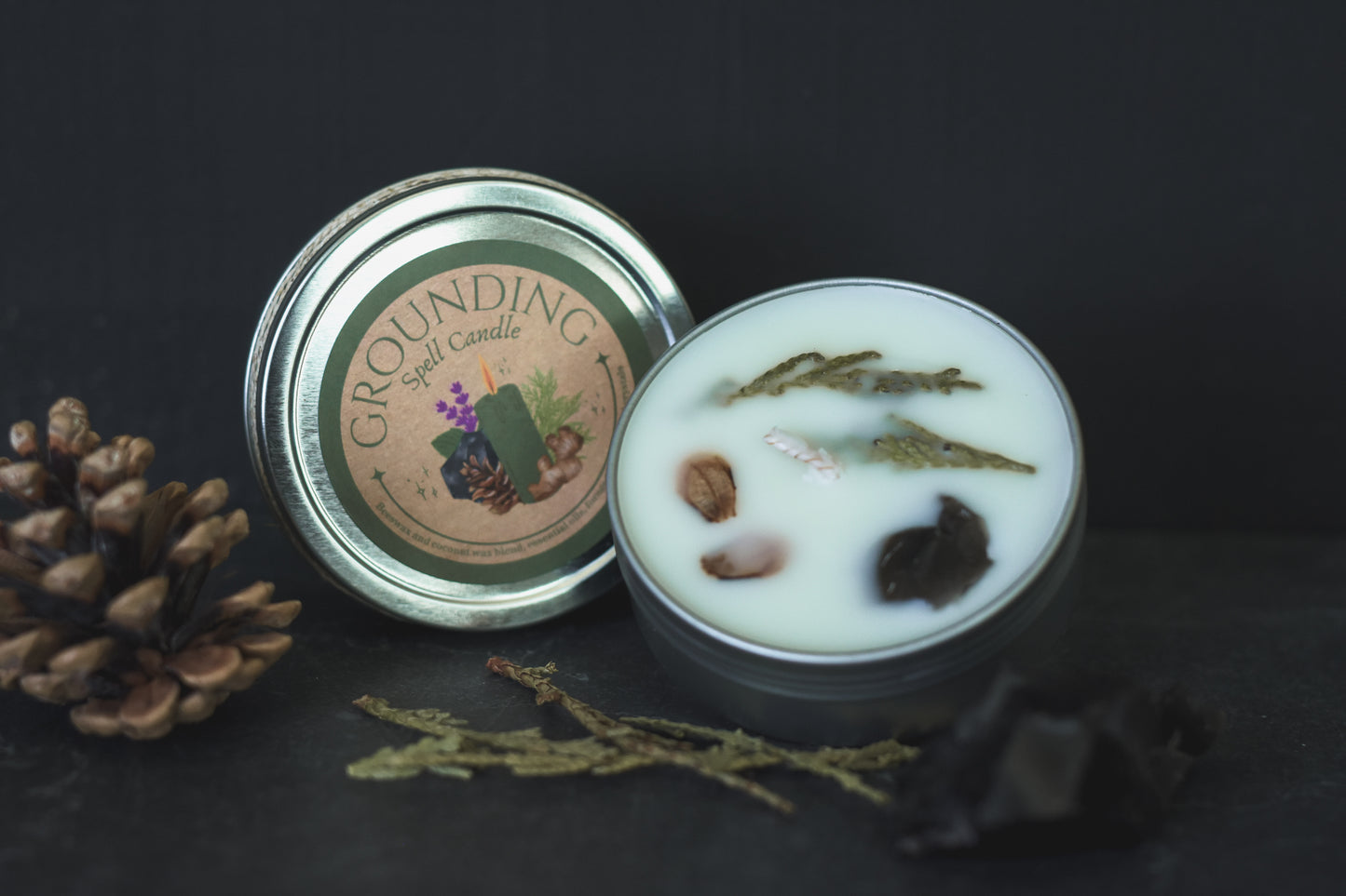 Handcrafted spell candle for ritual use, intention setting, and spiritual manifestation. grounding