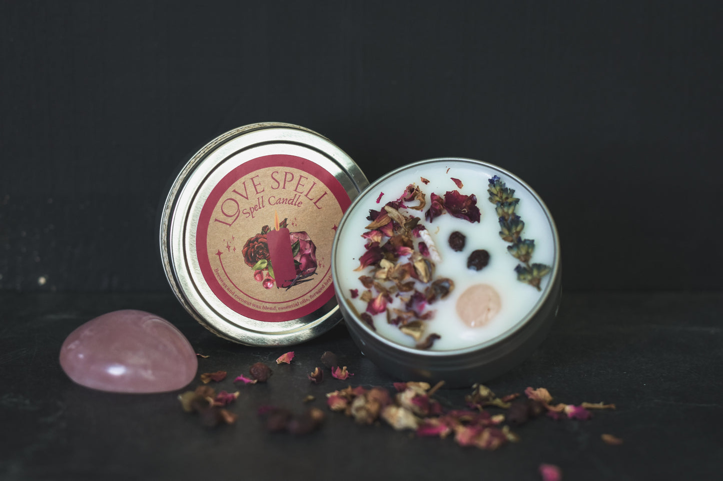 Handcrafted spell candle for ritual use, intention setting, and spiritual manifestation. love spell