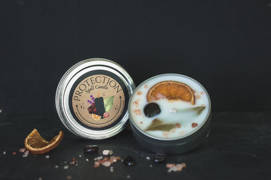 Handcrafted spell candle for ritual use, intention setting, and spiritual manifestation. protection 